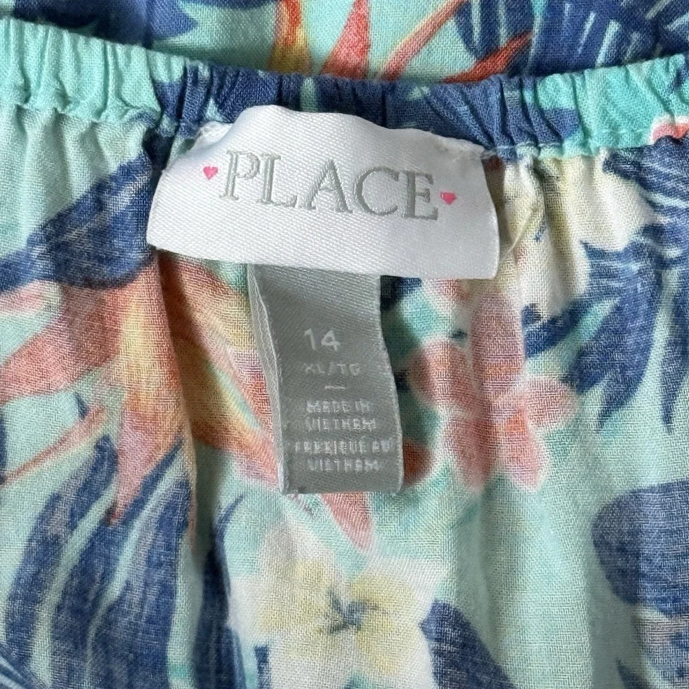 The Children's Place Cold Shoulder Dress Rayon Tropical Coastal Casual Size 14